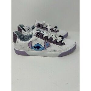 Disney Stitch Low Top Sneakers Womens 11 Lace-Up Glitter Accents Charm Keychain